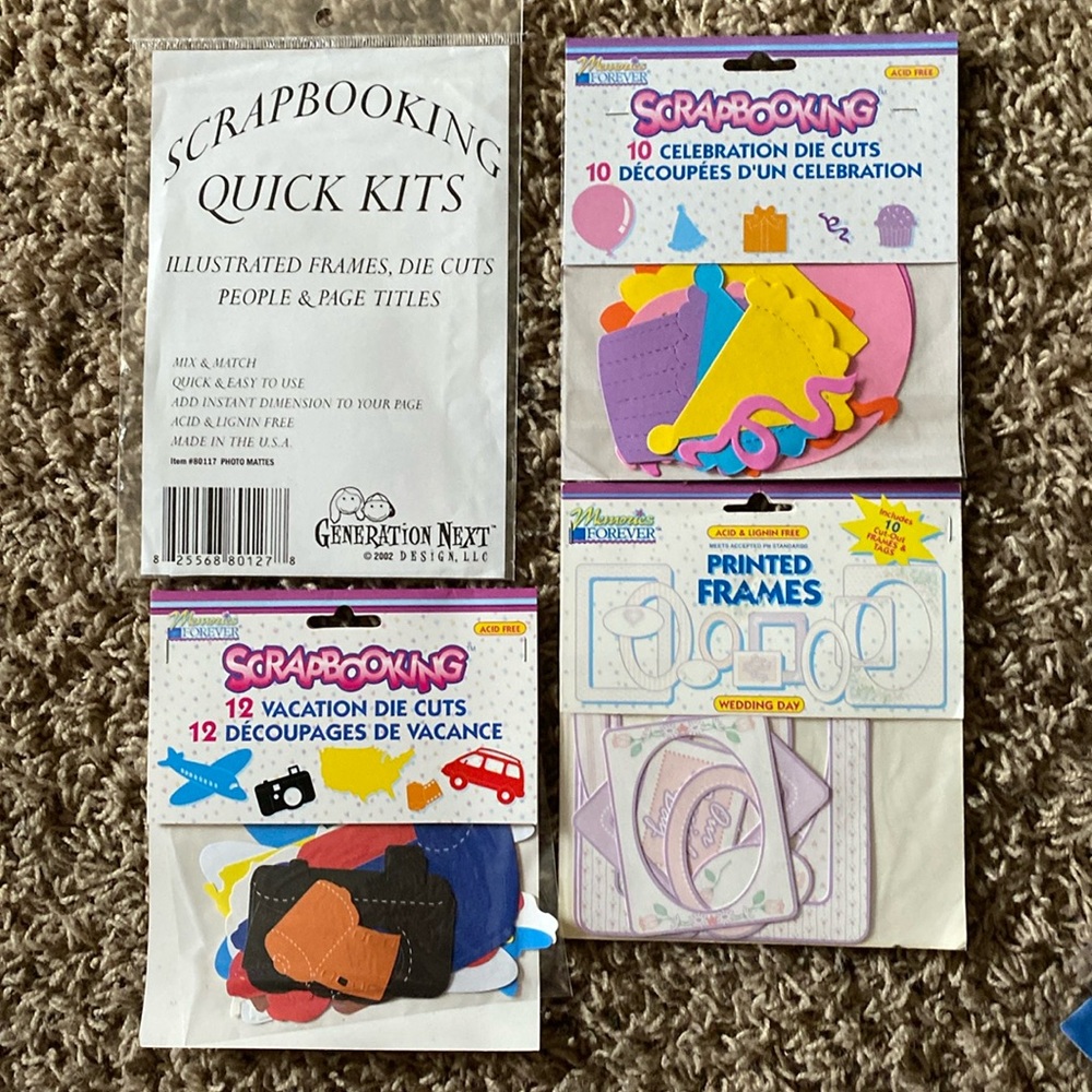 NEW Scrapbooking Quick Kits, Celebration & Vacation Die Cuts, Printed Frames.